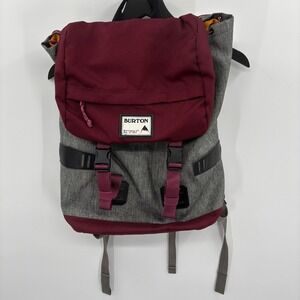 Burton Tinder Backpack Grey Herringbone Burgundy Rucksack Daypack Gorpcore